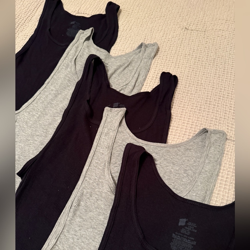 Hanes Premium Men’s Tank Top Undershirt 5pk - Black/Gray L
